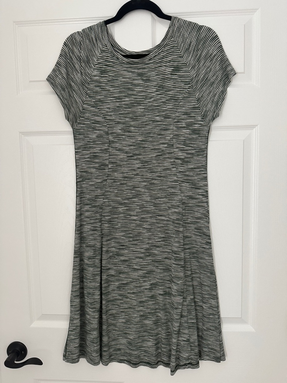 Topshop Green and White Striped Midi Knit Dress